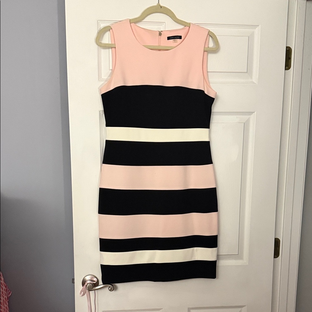 Tommy Hilfiger Pink and Black Striped Mini Dress